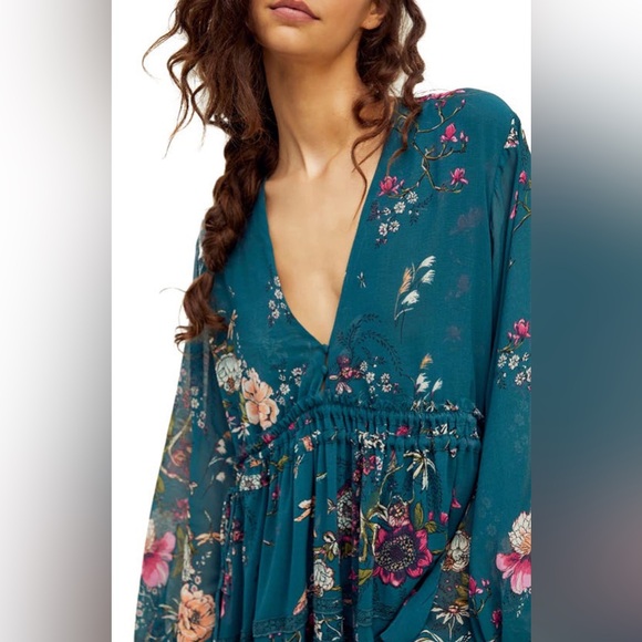 FREE PEOPLE CHERRY BLOSSOM MINI DRESS WITH SLEEVES SIZE XS - Picture 5 of 16